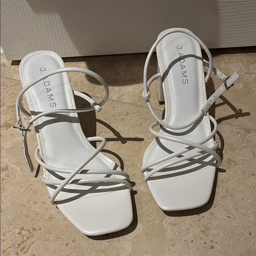 Adams White Heeled Sandals with Strappy Design